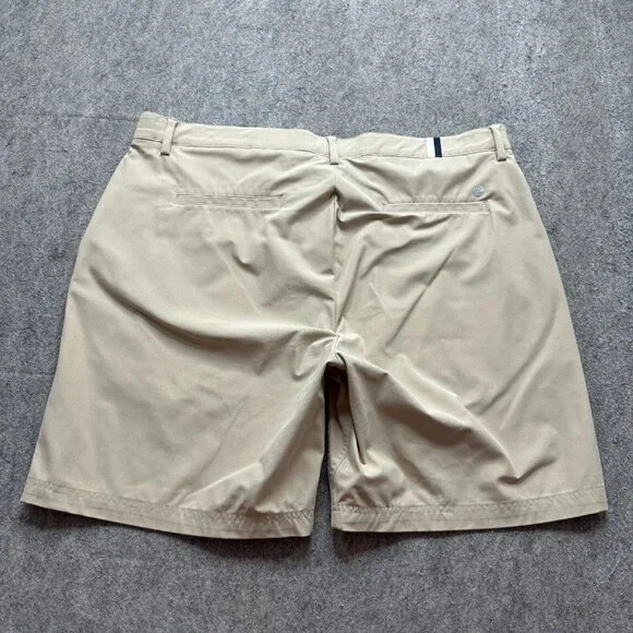 Rhoback Shorts Men 40 Beige Khaki Performance Lined 8" Flat Front Chino - Picture 9 of 16